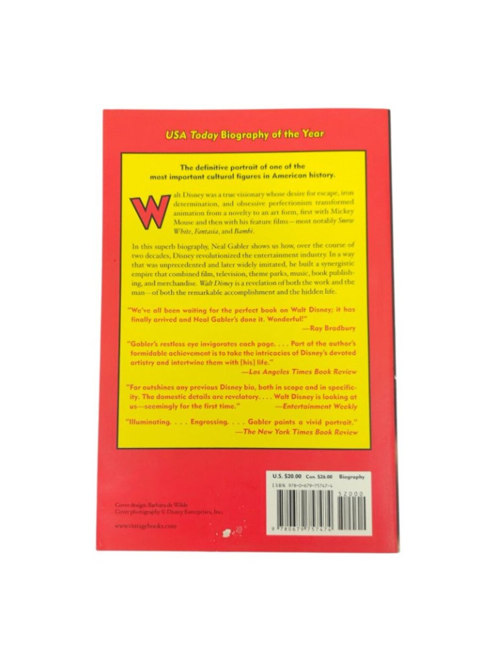 Walt Disney Triumph of the American Imagination Biography 2006 Neal Gabler PB - Picture 2 of 7